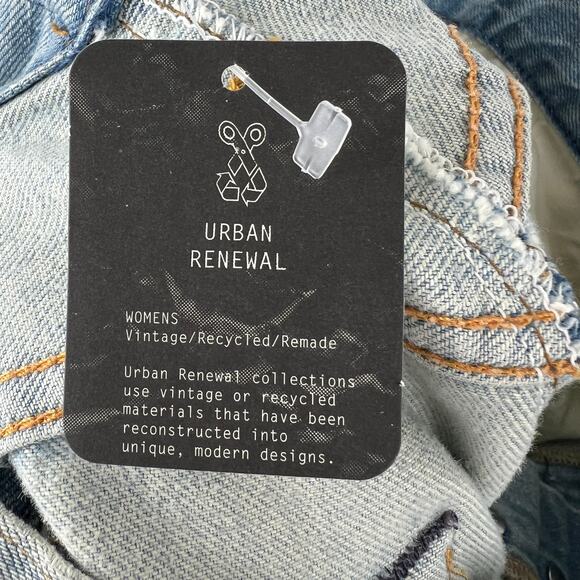 Urban Renewal Levi's Vintage Recycled Denim Jeans Blue Cotton Distressed XS NEW - Picture 9 of 13